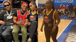 KASH DOLL AT A CELEBRITY BASKETBALL GAME WITH LARENZ TATE & LIL MEECH