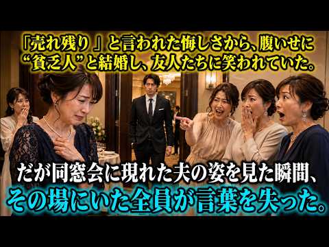 【スカッと】「売れ残り」と言われた悔しさから、 腹いせに“貧乏人”と結婚し、友人たちに笑われていた。 だが同窓会に現れた夫の姿を見た瞬間、 その場にいた全員が言葉を失った。