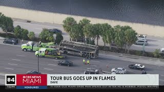 Burned double-decker bus affects traffic on I-595 in Davie