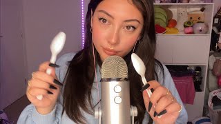 ASMR plastic spoons on the microphone 🤍 | Whispered