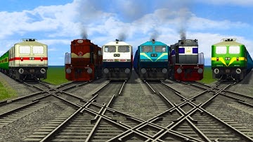 6 TRAINS CROSSING AT BUMPY FORKED RAILROAD CROSSING | Train Simulator 2022 #railroad