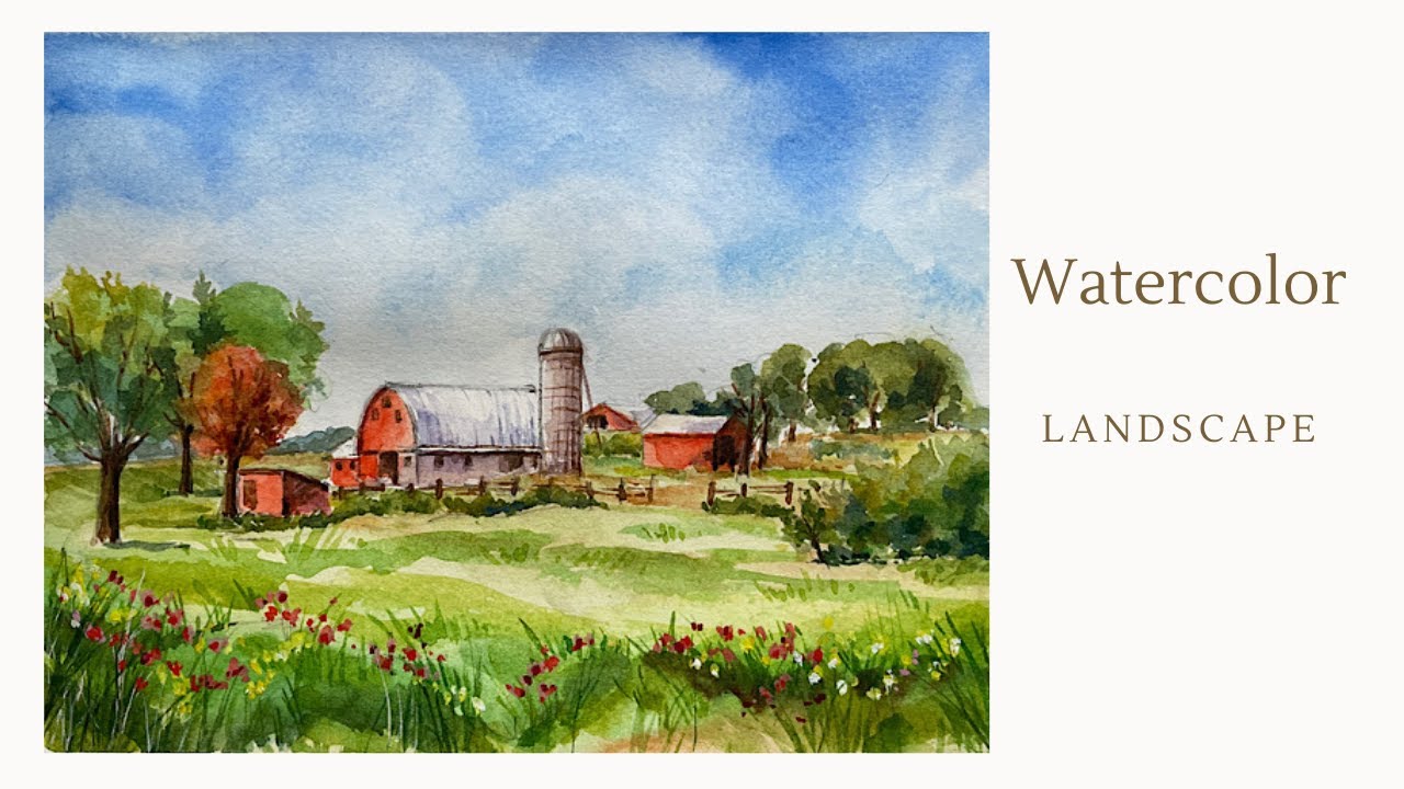 How to Paint a Watercolor Landscape l Barn Painting l수채화 풍경화 - YouTube