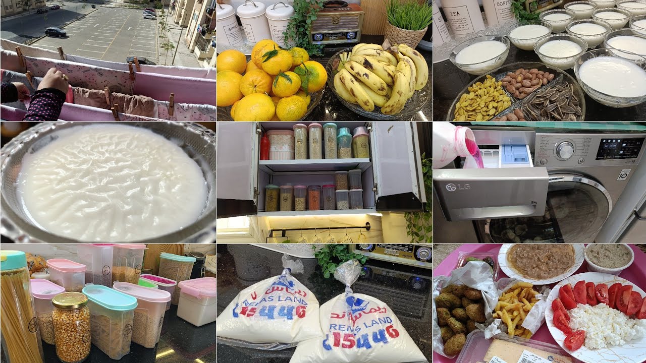 روتين صباحي 🌿 تنظيم وترتيب خزين الشهر 🏡مشتريات لزوم السهره💃