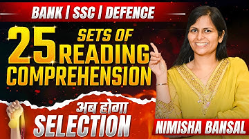 Most Important Reading Comprehensions| Strategy to solve RC | English | Bank | SSC | Nimisha Bansal 