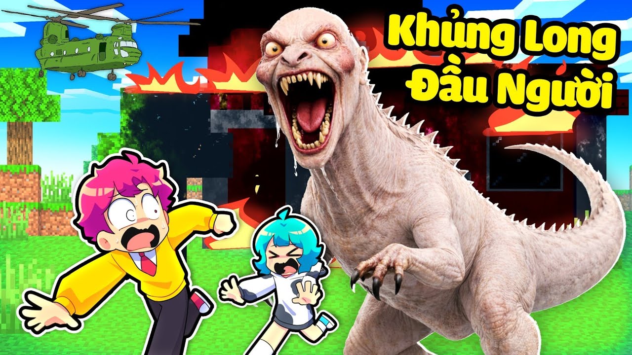Hiha Chạy Thoát Khỏi KHỦNG LONG T-REX ĐẦU NGƯỜI Trong Minecraft 😵‍💫😰