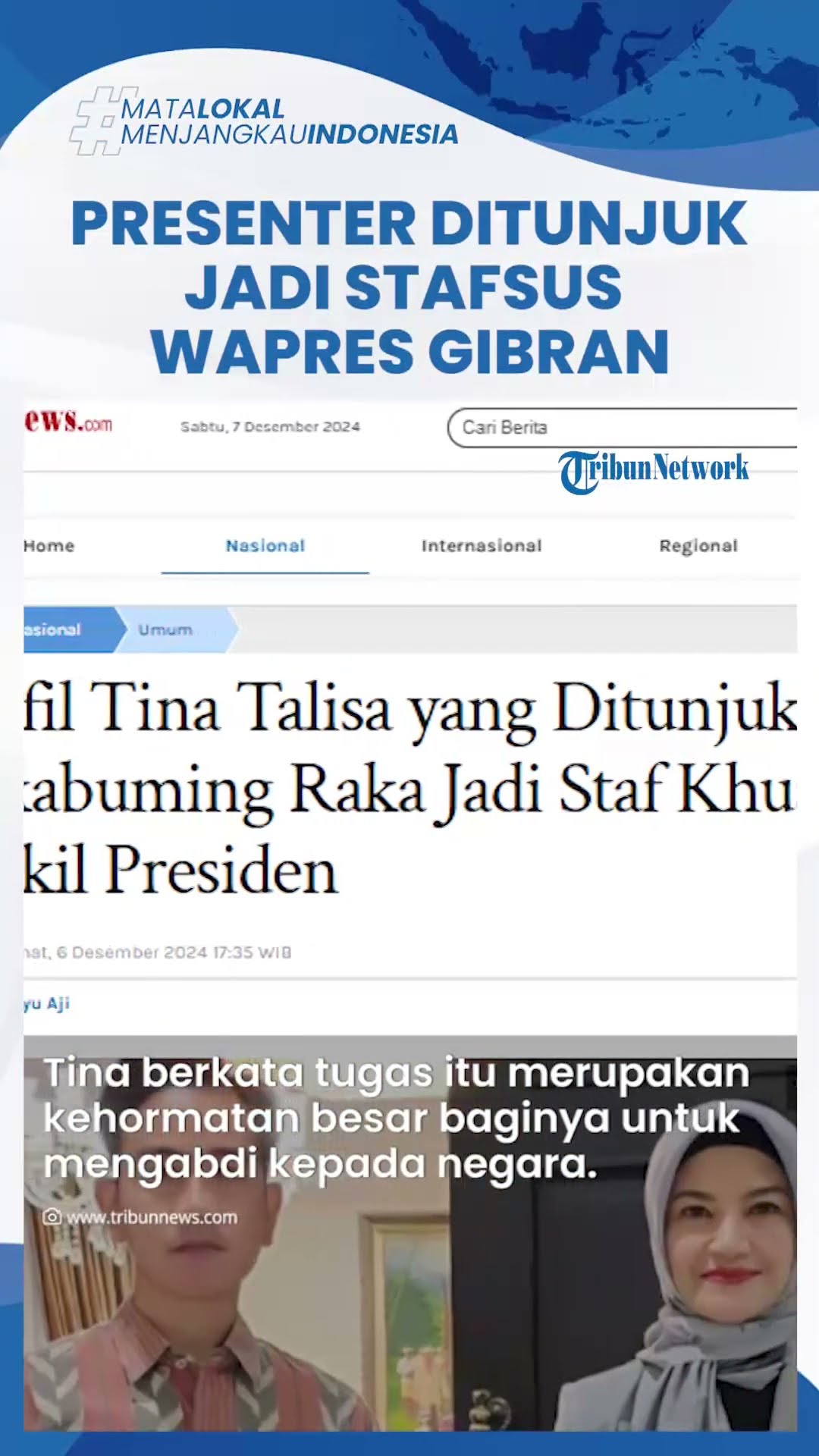Profil Tina Talisa Mantan Presenter TV yang Kini Ditunjuk Jadi Staf Khusus Wakil Presiden Gibran