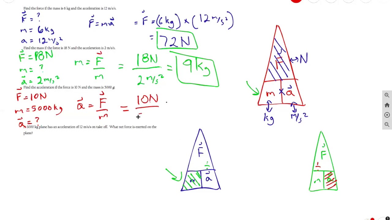 Acceleration, Mass, and Force Calculations - YouTube