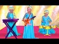 Alice Pretend Frozen Elsa And Anna Plays with Musical Instruments & celebrating Birthday