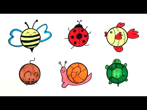 Dạy Bé Tập Vẽ Các Con Vật Bằng Cách Từ Hình Tròn - Dạy Bé Học - Youtube