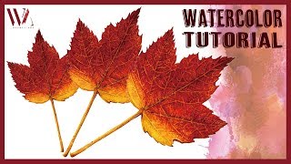 How to Paint a Fall Leaf in Watercolor- Windy Shih