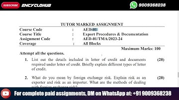 AED-01 | List out the details included in letter of credit and documents required under letter