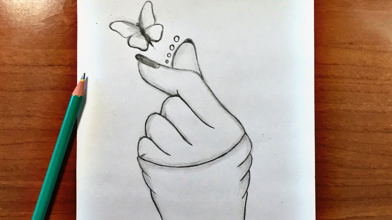 كيف ترسم فراشة 🦋 على اليد مع حركة الاصابع على الطريقة الكورية