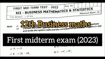 12th Business maths first midterm exam 2023 || Model question paper 2023