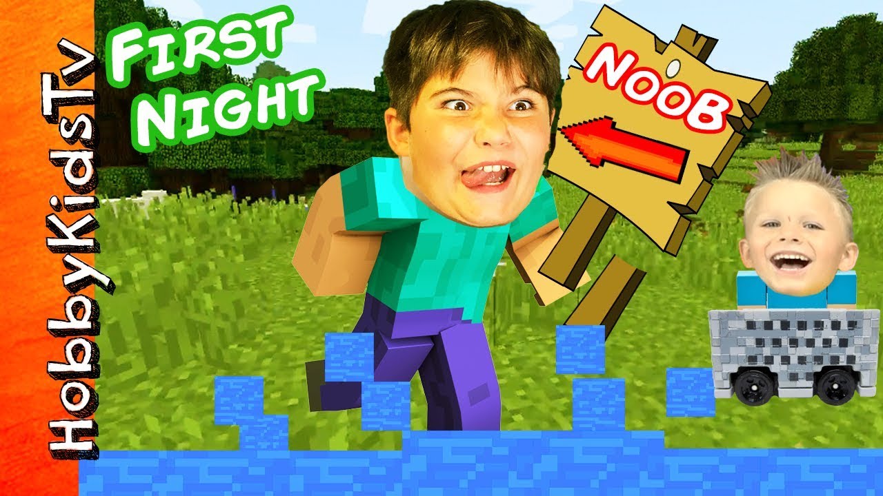 Hobbynoob S First Night In Minecraft By Hobbykidstv Youtube - roblox hello neighbor hobbykidstv