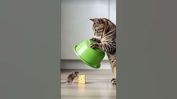 Shocking! 😱😱The cat sets a trap and waits in silence #cat #funnyanimals #cats #kitten