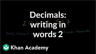 Decimals In Written Form Thousandths Video Khan Academy