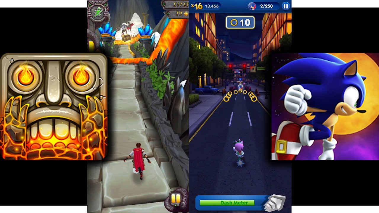 Temple Run 2 Volcano Island Vs Sonic Dash - YouTube
