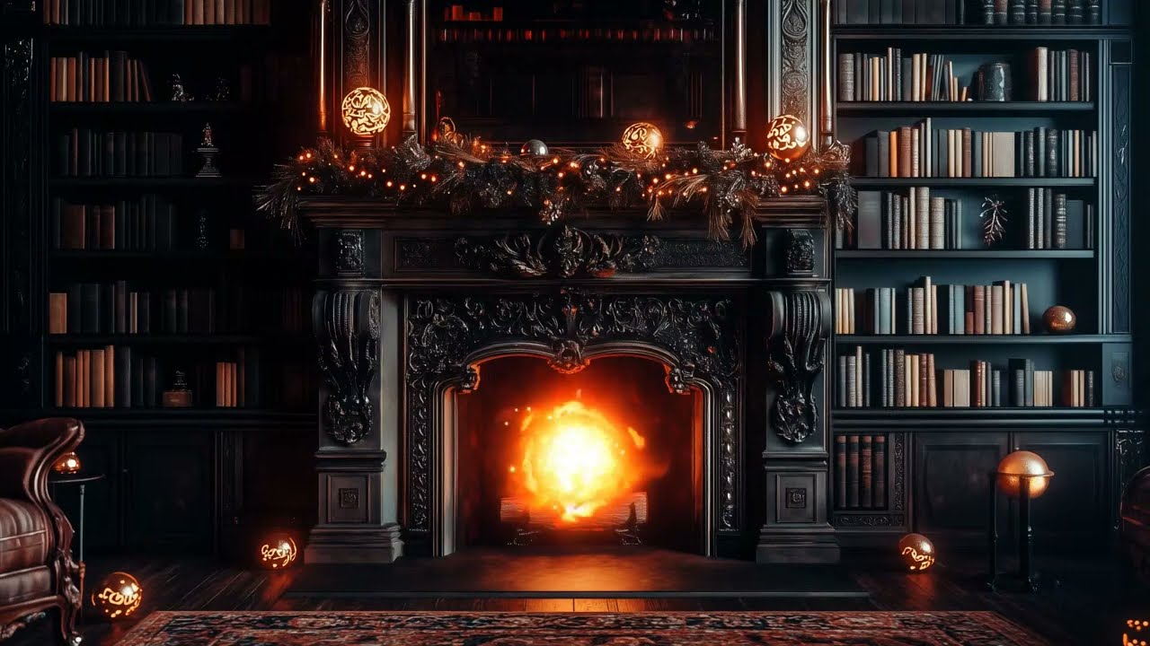 Mystical Winter Library Ambience 🔥✨ "House of Flame and Shadow"