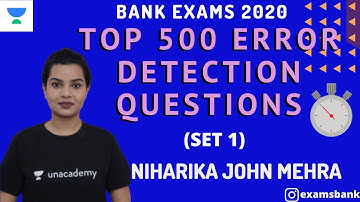 TOP 500 ERROR DETECTION QUESTIONS FOR ALL BANK EXAMS || WITH TIMER - SET 1 || Niharika John Mehra