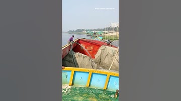 Sand is Being Unloaded from Barge with Powerful Pipe Machine’s Part- 263