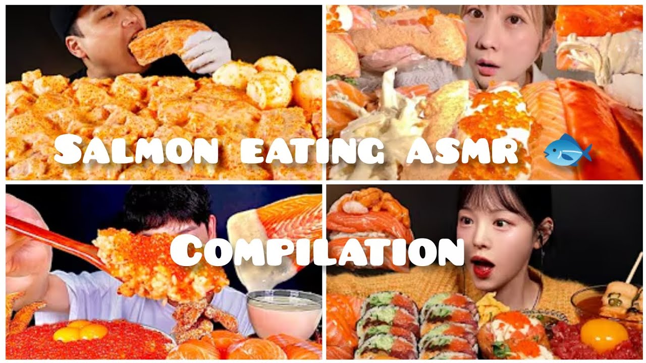Salmon Eating ASMR!!!! 🐟🐟😄(compilation)