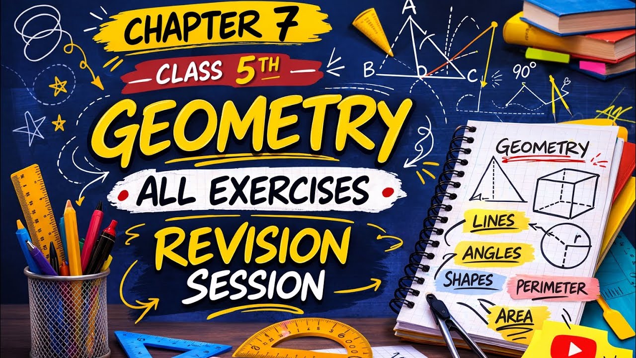 📚 Class 5 Maths – Chapter 7 Geometry | All Exercises Revision Session