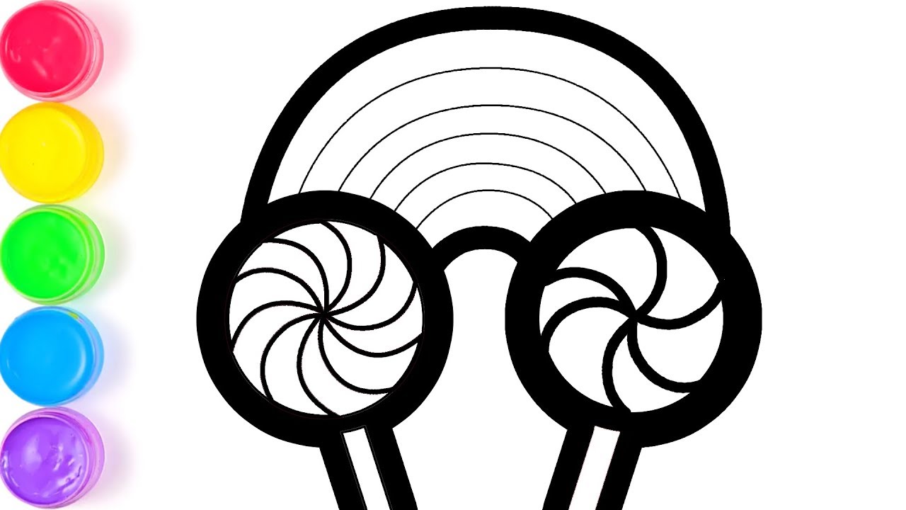 Glitter Lollipops with Rainbow coloring and drawing for Kids, Toddlers