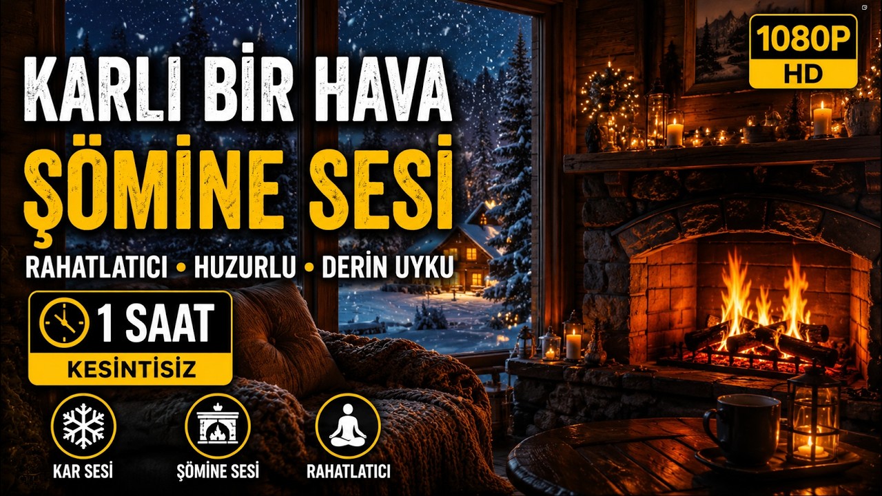 1 Saat Karlı Hava ve Şömine Sesi ❄️🔥 | Rahatlama, Uyku ve Ders Çalışma İçin Kış Ambiyansı