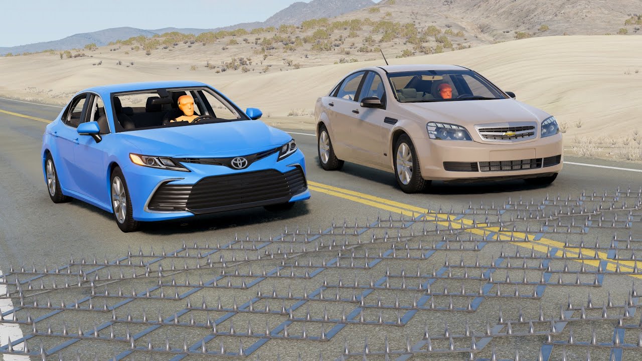 محاكي الحوادث : السيارات ضد الشوك 14# BeamNG drive