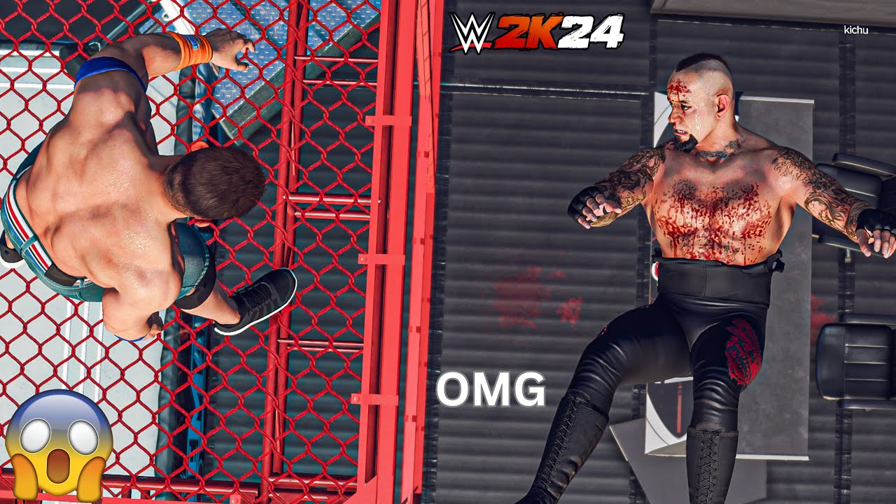WWE 2K24 - The Undertaker vs John Cena Hell in a Cell Match at ...