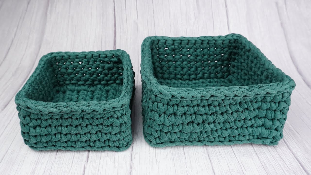 CESTA CUADRADA TEJIDA A CROCHET FACIL DE HACER