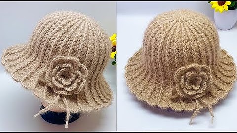 Free crochet bucket hat with flower tutorial.Easy crochet for beginner.