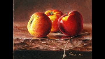 Realist oil painting video time lapse how to paint realistic apple apples HD
