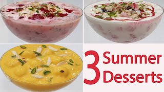 3 Easy Summer Desserts without agar agar gelatine & china grass | tasty pudding recipe डिजर्ट पुडिंग