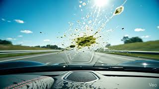 Fly Hits Car Windshield