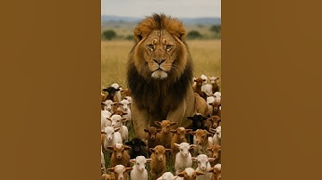 Majestic Lion Surrounded by Baby Goats—Unexpected Savanna Moment Caught in 8K #AI #Sora #OpenAI