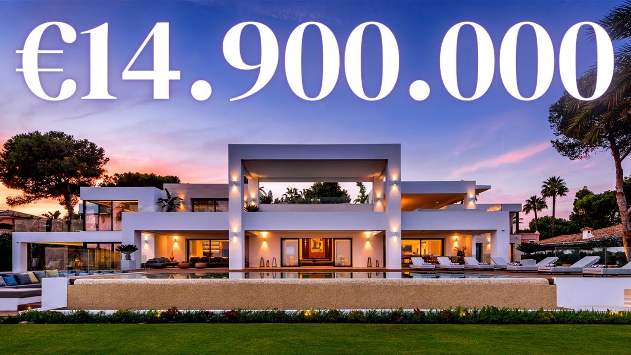 Touring the Biggest (€14.900.000) Front Line Modern Mansion in Marbella, Spain.
