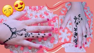 رسم حنه رقيق وسهل  Simple and easy henna drawing  رسمة فيونكه رقيقه