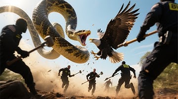 Heroic Rescue Team Saves Eagle from a Giant Python in a Breathless Fight 🐍