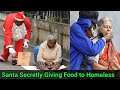 Santa Secretly Giving Food to Homeless