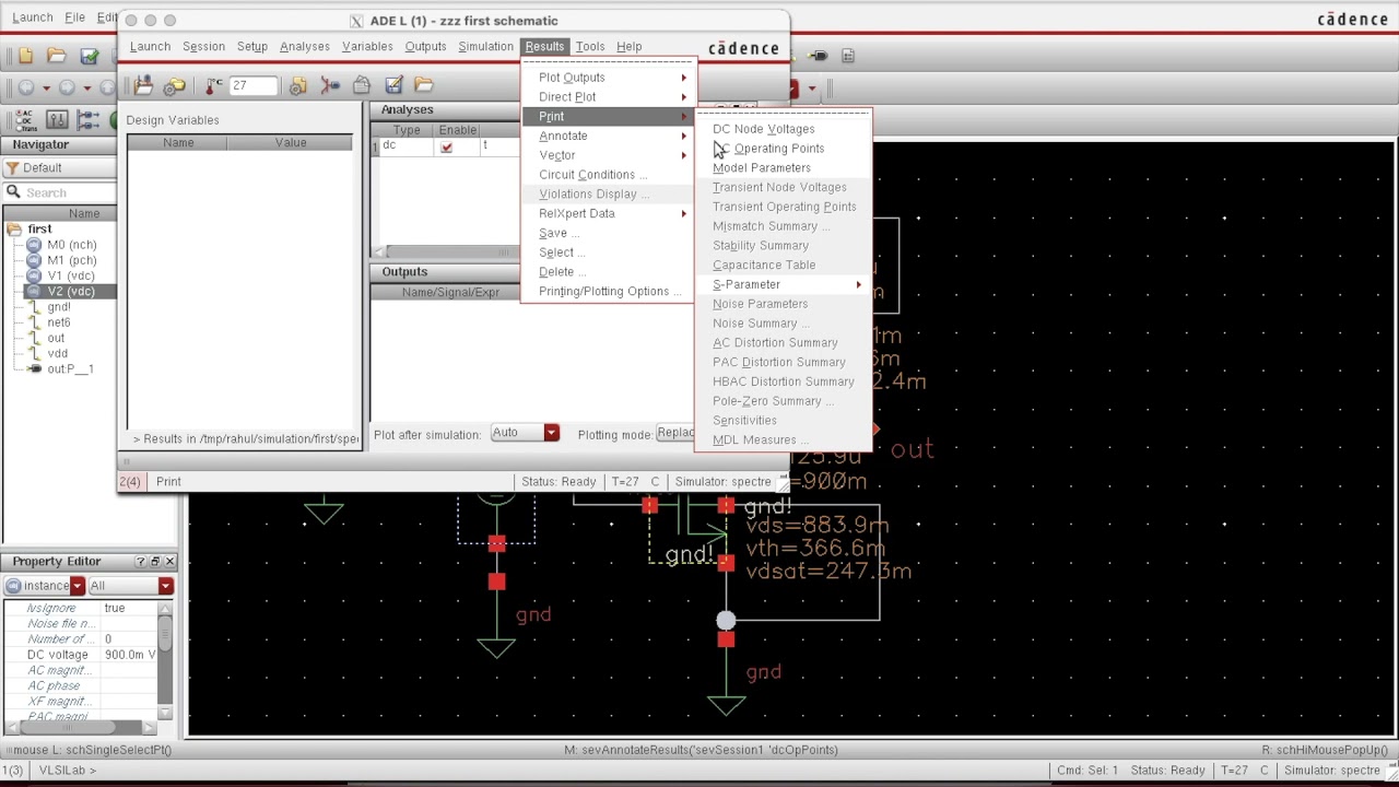 Cadence 2 how to use ade l plot vtc of inverter using dc analysis in