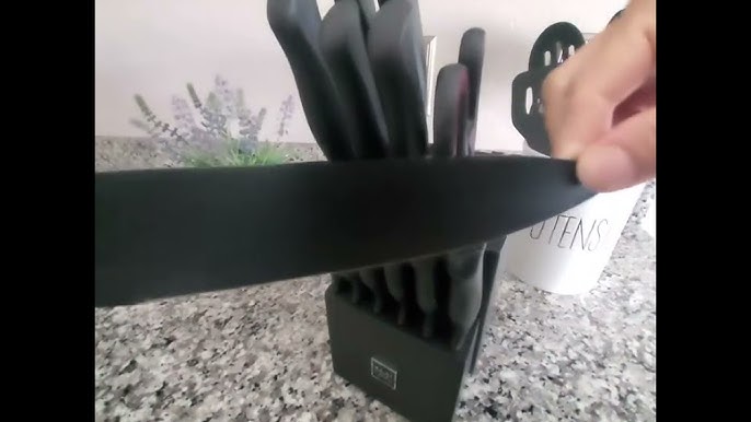 HUNTER DUAL Knife Set, Dishwasher Safe Kitchen Knife Set with Block Black