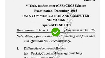 2018 Mdu MTech 1st Sem Data Communication & Computer Network Question Paper #MduQuestionPaper