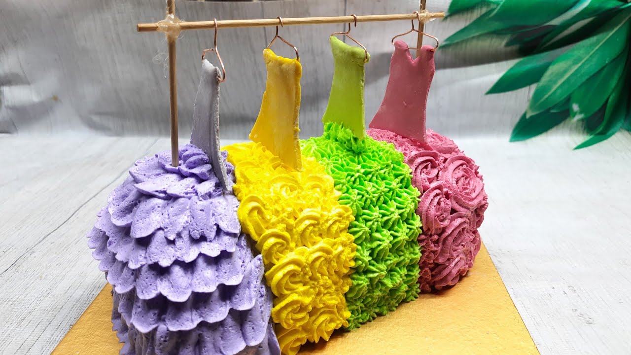 Hanging dress design cake/First time on YouTube hanger dress theme cake