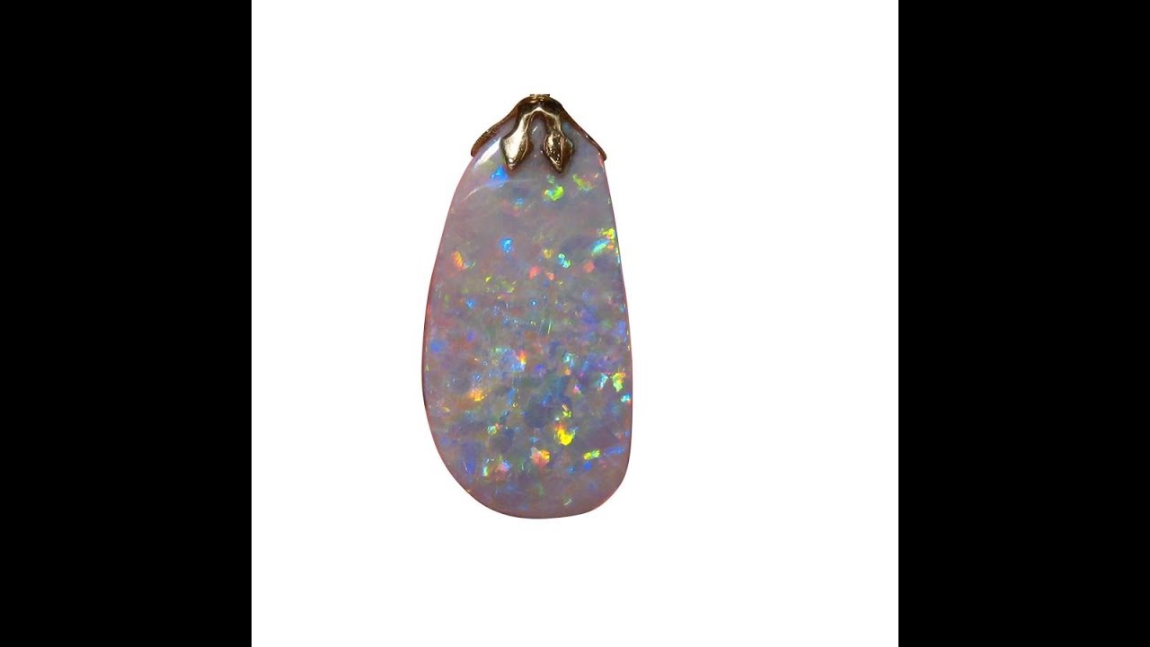 Big Black Opal Pendant 14k Yellow Gold | FlashOpal