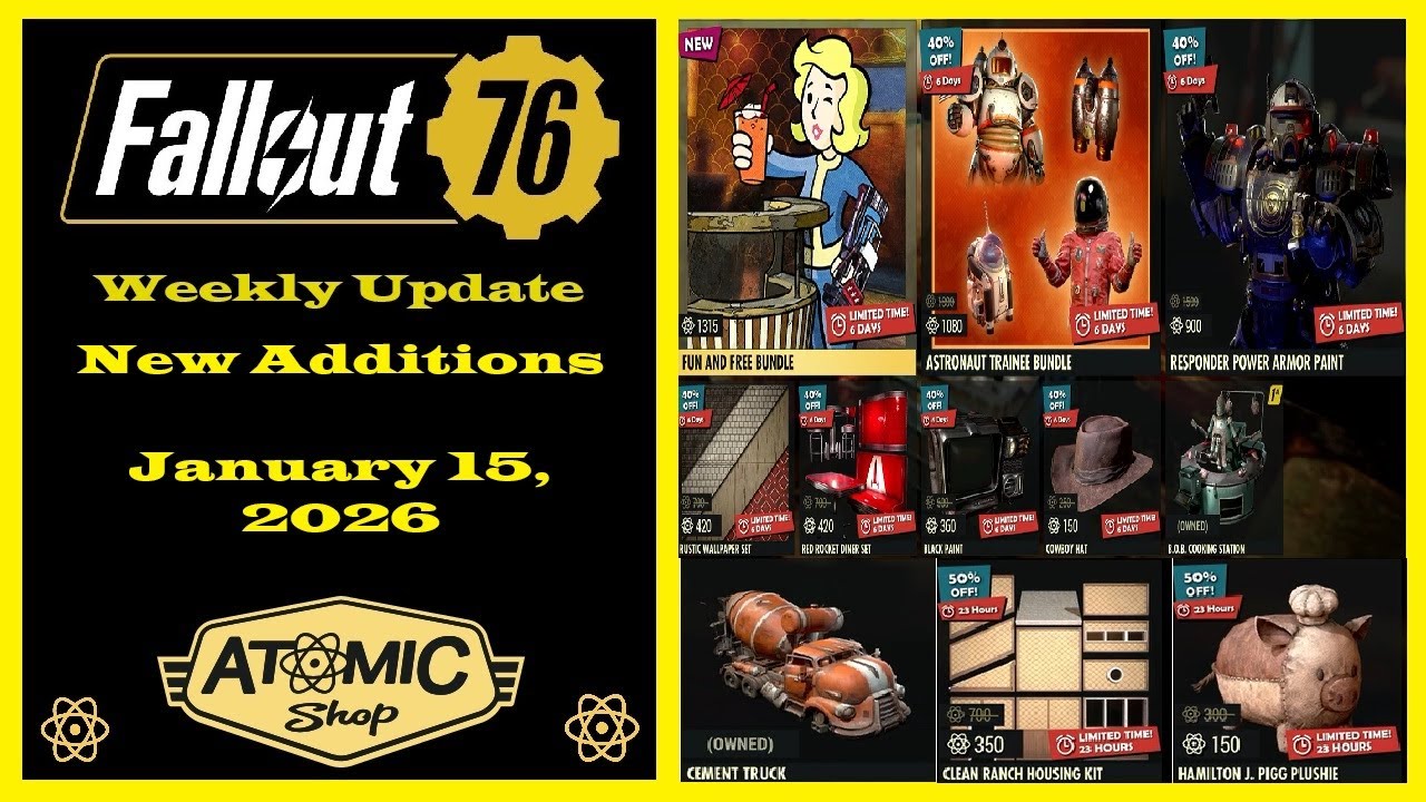 New Additions To The Atomic Shop For January 15, 2026 - Fallout 76 Atomic Shop Update