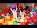 Balloon room  children play and break balloons  kids