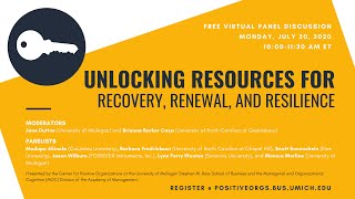 Unlocking Resources for Recovery, Renewal, and Resilience