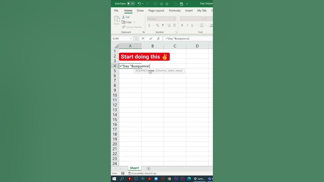 How to Use Sequence Formula in Excel //Excel Tips 😊👍 - YouTube