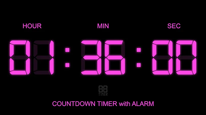 1 Hour 36 Minute Countdown Timer with Alarm Start and Finish time , glowing Digital Clock Timer Free